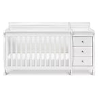Lit de bébé et table à langer combinés 4-en-1 – Châtaignier / Espresso / Gris / Blanc, Unique
