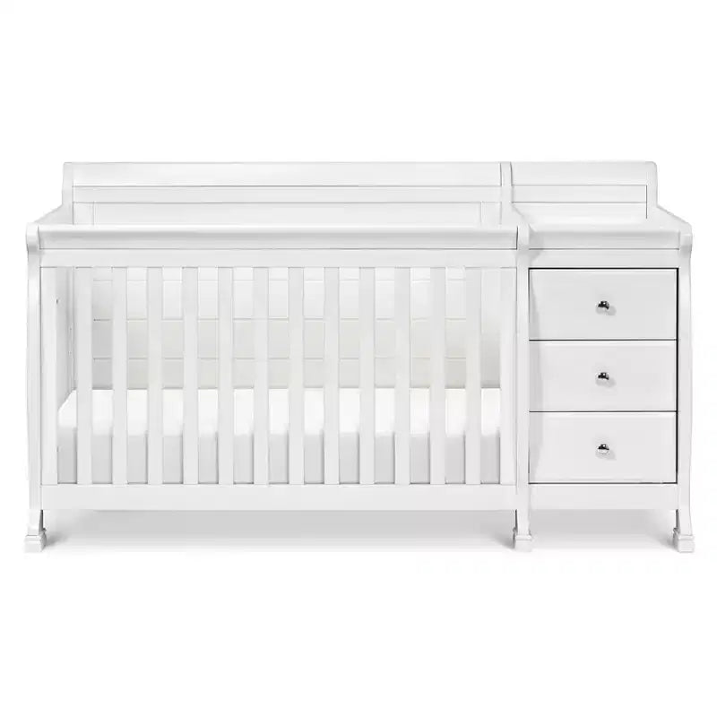 Lit de bébé et table à langer combinés 4-en-1 – Châtaignier / Espresso / Gris / Blanc, Unique