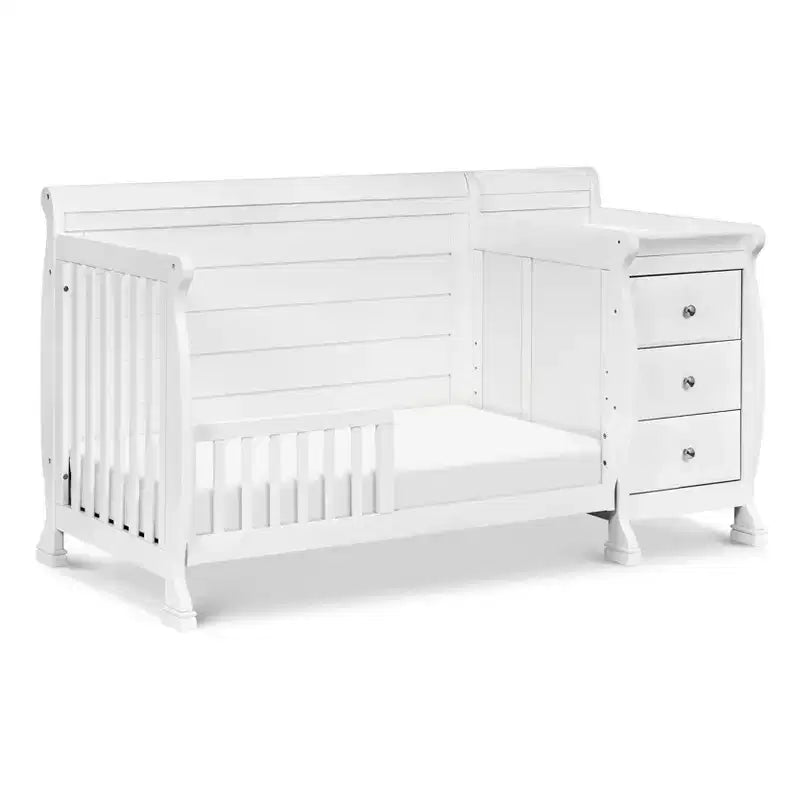 Lit de bébé et table à langer combinés 4-en-1 – Châtaignier / Espresso / Gris / Blanc, Unique