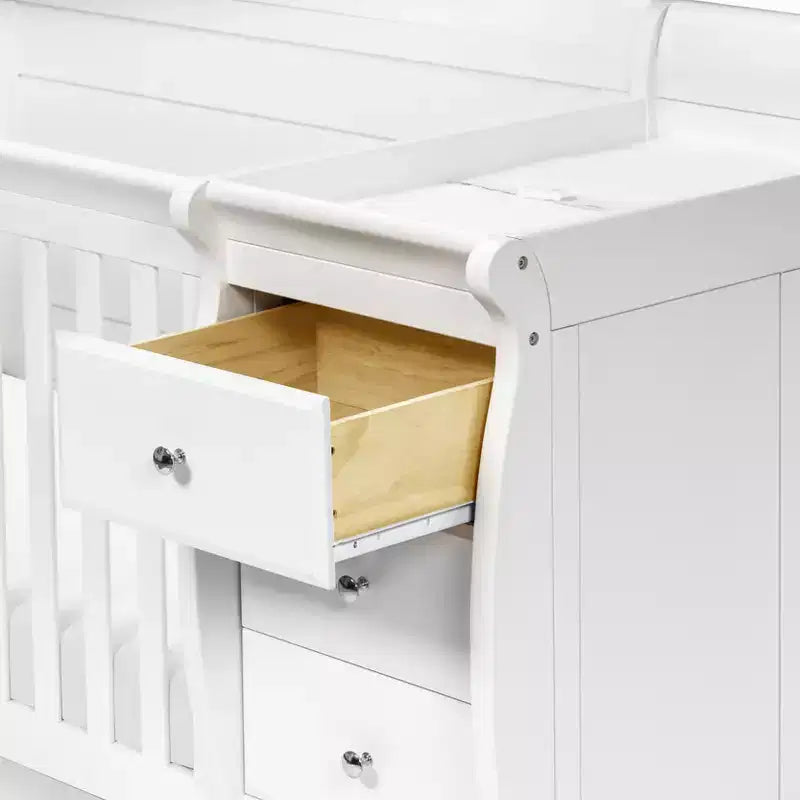 Lit de bébé et table à langer combinés 4-en-1 – Châtaignier / Espresso / Gris / Blanc, Unique