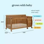 Lit de bébé et table à langer combinés 4-en-1 – Châtaignier / Espresso / Gris / Blanc, Unique