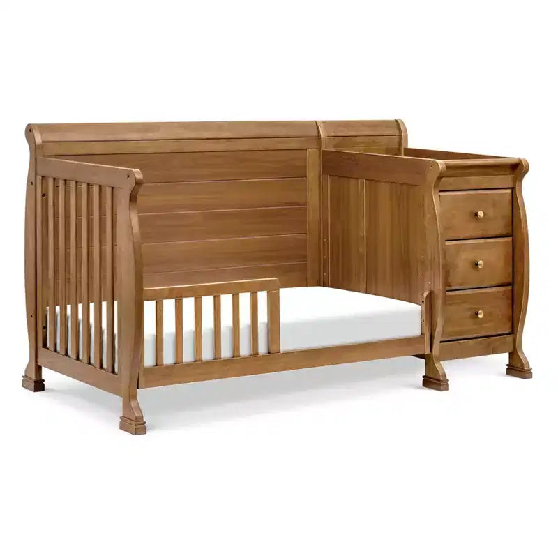 Lit de bébé et table à langer combinés 4-en-1 – Châtaignier / Espresso / Gris / Blanc, Unique