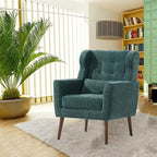 Fauteuil d'appoint en velours gris, dossier haut capitonné, une place, avec accoudoirs