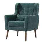 Fauteuil d'appoint en velours gris, dossier haut capitonné, une place, avec accoudoirs