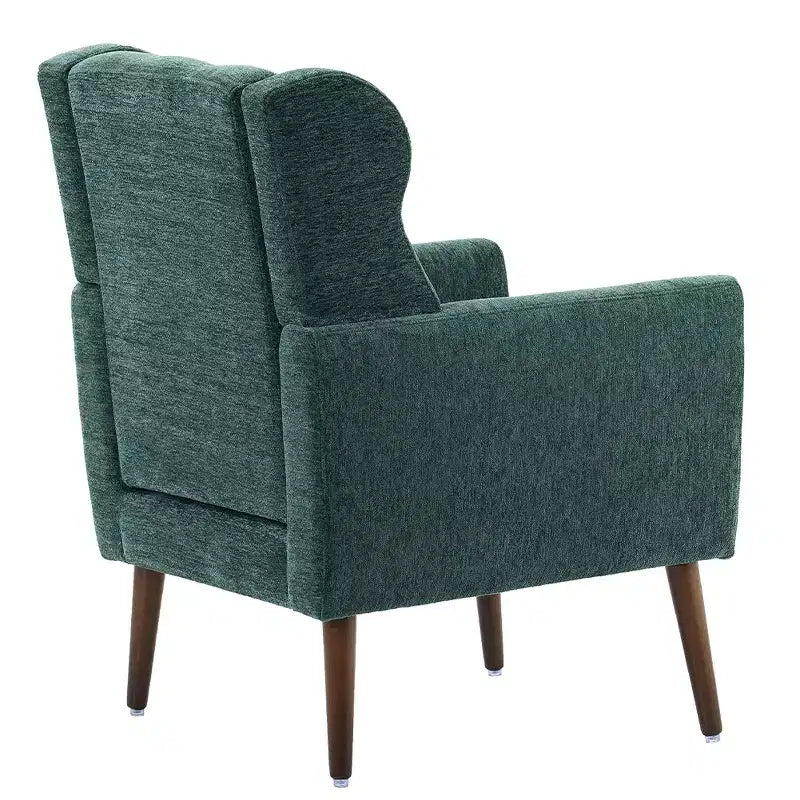 Fauteuil d'appoint en velours gris, dossier haut capitonné, une place, avec accoudoirs