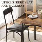 Ensemble table à manger carrée et 2 chaises rembourrées pour 2 personnes – Noir / Marron / Gris