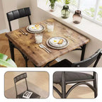 Ensemble table à manger carrée et 2 chaises rembourrées pour 2 personnes – Noir / Marron / Gris