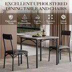 Ensemble table à manger carrée et 2 chaises rembourrées pour 2 personnes – Noir / Marron / Gris