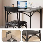 Ensemble table à manger carrée et 2 chaises rembourrées pour 2 personnes – Noir / Marron / Gris