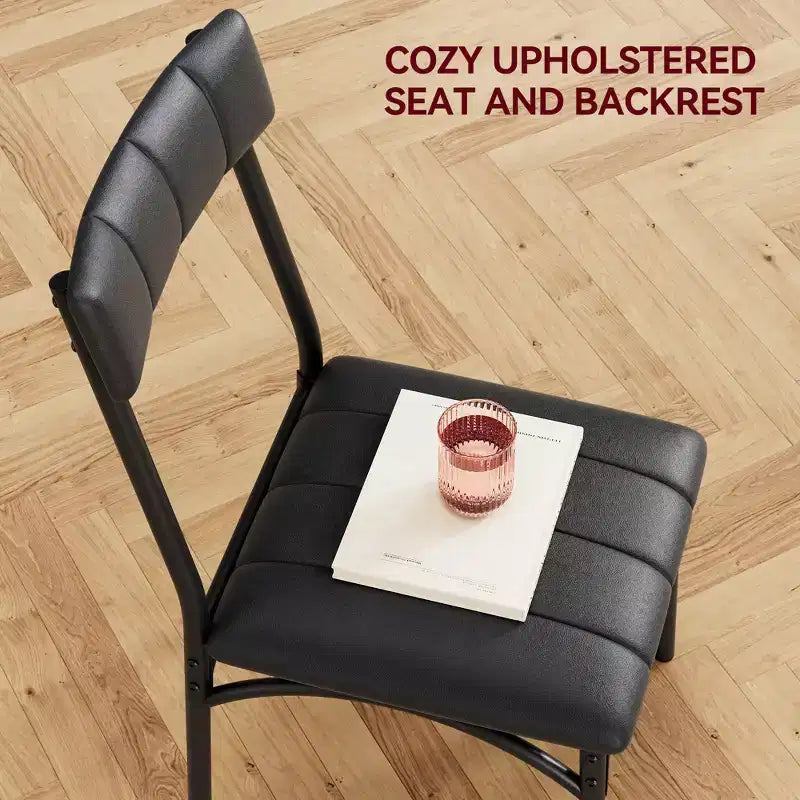 Ensemble table à manger carrée et 2 chaises rembourrées pour 2 personnes – Noir / Marron / Gris