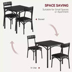 Ensemble table à manger carrée et 2 chaises rembourrées pour 2 personnes – Noir / Marron / Gris