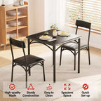 Ensemble table à manger carrée et 2 chaises rembourrées pour 2 personnes – Noir / Marron / Gris
