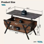 Table basse relevable noire et marron avec lumières LED RVB et étagère de rangement, design 2-en-1, 1 personne