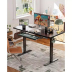 Bureau électrique assis-debout noir, utilisateur unique, réglable en hauteur