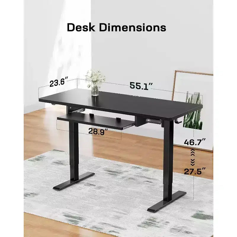 Bureau électrique assis-debout noir, utilisateur unique, réglable en hauteur