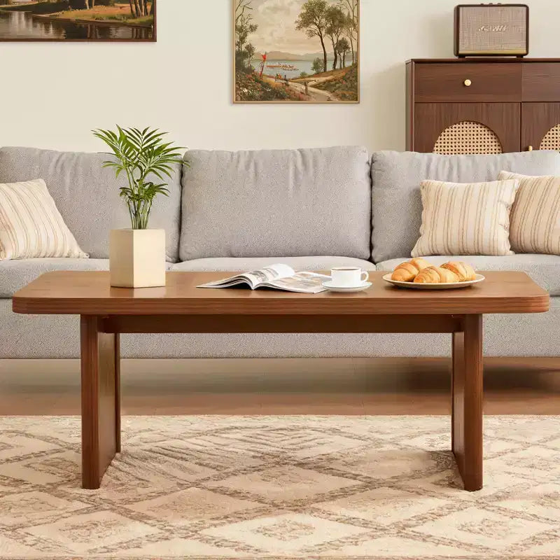 Table basse rectangulaire 47", naturelle / noyer, 2 styles