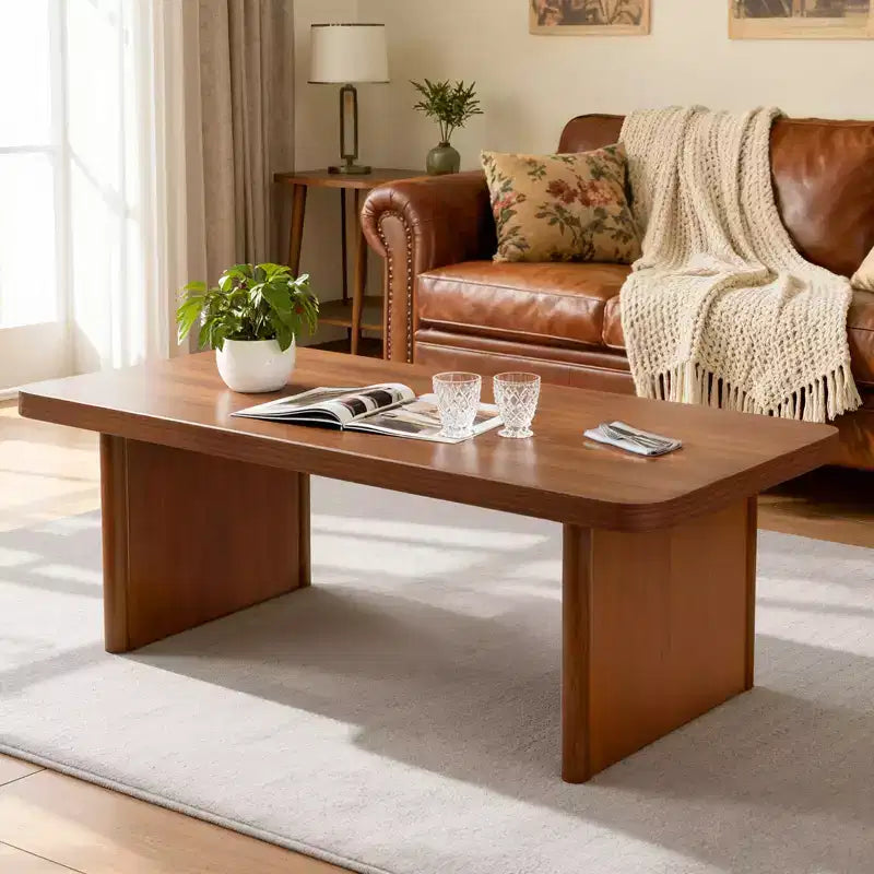 Table basse rectangulaire 47", naturelle / noyer, 2 styles