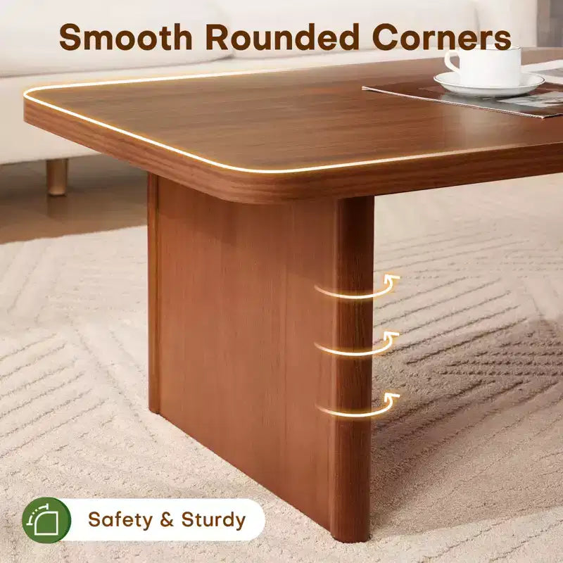 Table basse rectangulaire 47", naturelle / noyer, 2 styles