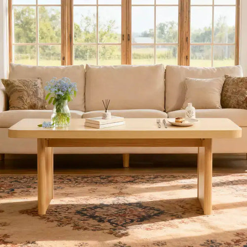 Table basse rectangulaire 47", naturelle / noyer, 2 styles