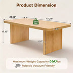 Table basse rectangulaire 47", naturelle / noyer, 2 styles