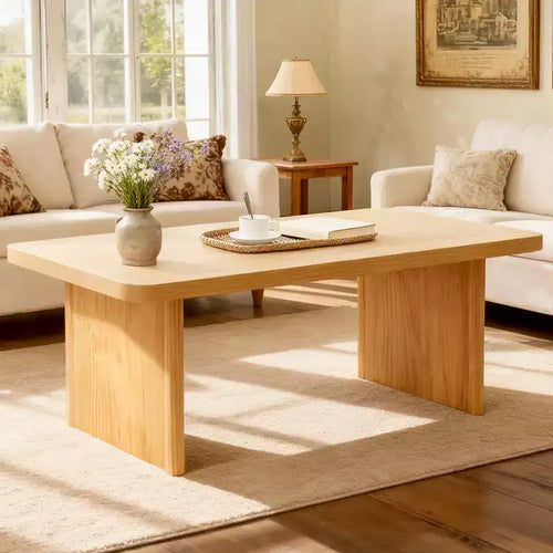 Bekrvio Rustic Farmhouse Coffee Table with Large Storage Space,47 Modern Wooden Center Table for Living Room,Heavy-Duty Solid Pine Legs
