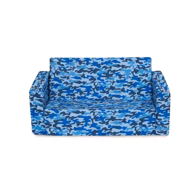 Canapé-lit convertible pour enfants – Beige / Camouflage bleu / Tie-dye rose, 3 places