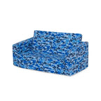 Canapé-lit convertible pour enfants – Beige / Camouflage bleu / Tie-dye rose, 3 places