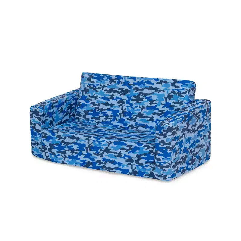 Canapé-lit convertible pour enfants – Beige / Camouflage bleu / Tie-dye rose, 3 places