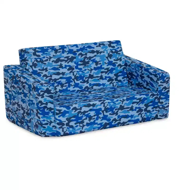 Canapé-lit convertible pour enfants – Beige / Camouflage bleu / Tie-dye rose, 3 places