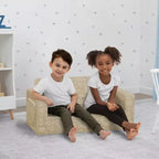 Canapé-lit convertible pour enfants – Beige / Camouflage bleu / Tie-dye rose, 3 places