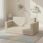 Canapé-lit convertible pour enfants – Beige / Camouflage bleu / Tie-dye rose, 3 places