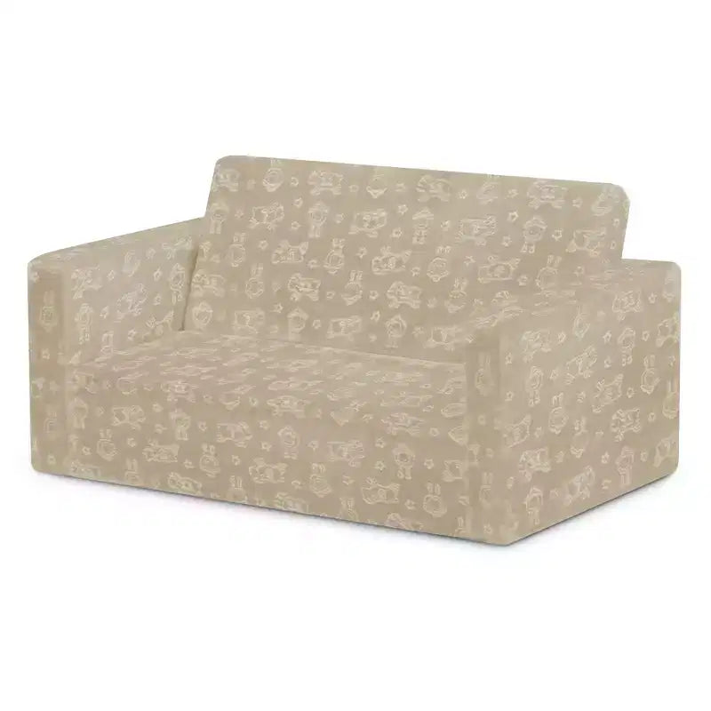 Canapé-lit convertible pour enfants – Beige / Camouflage bleu / Tie-dye rose, 3 places