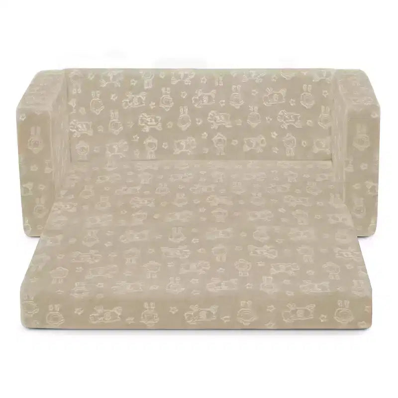 Canapé-lit convertible pour enfants – Beige / Camouflage bleu / Tie-dye rose, 3 places