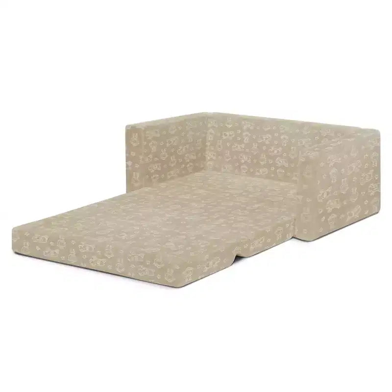 Canapé-lit convertible pour enfants – Beige / Camouflage bleu / Tie-dye rose, 3 places