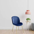 Set of 2 19" Chuchip Dining Chairs Velvet/Gold Blue - Acme Furniture: Modern Wingback, Metal Pedestal Base, Mirrored Top