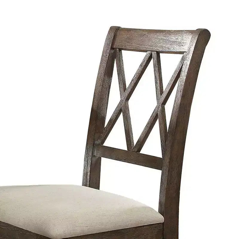 Chaise de salle à manger sans accoudoirs X-Back en lin beige, lot de 2