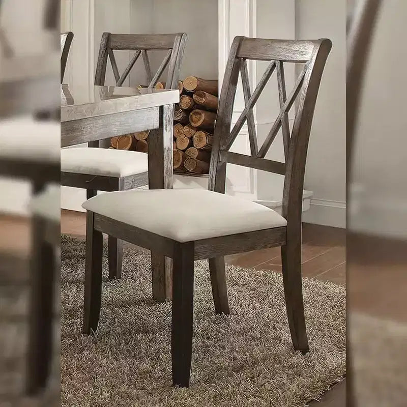Chaise de salle à manger sans accoudoirs X-Back en lin beige, lot de 2