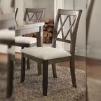 Chaise de salle à manger sans accoudoirs X-Back en lin beige, lot de 2
