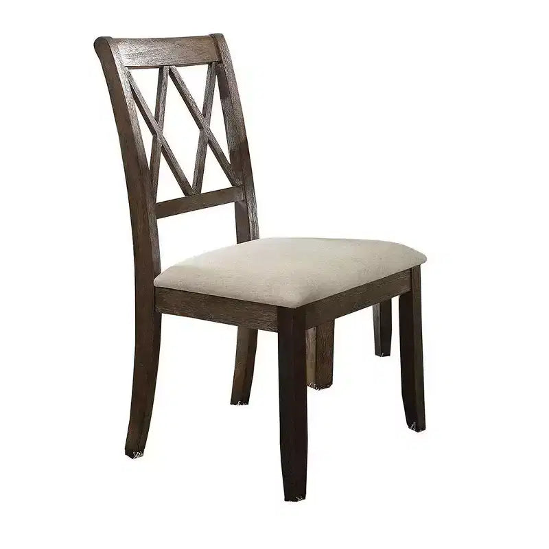 Chaise de salle à manger sans accoudoirs X-Back en lin beige, lot de 2