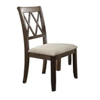 Chaise de salle à manger sans accoudoirs X-Back en lin beige, lot de 2