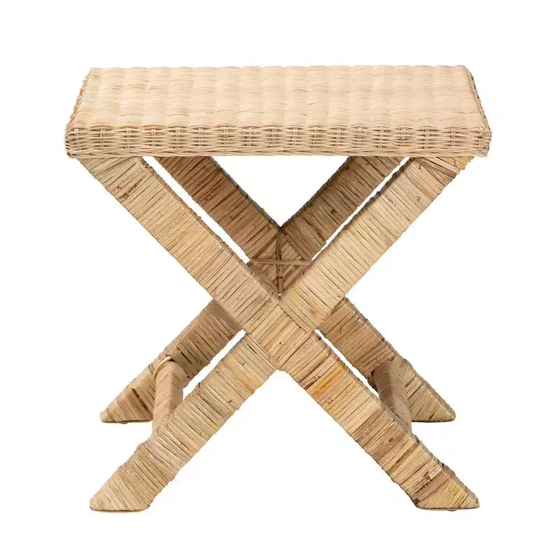 Tabouret d'appoint en rotin brun naturel et acajou – 1 personne