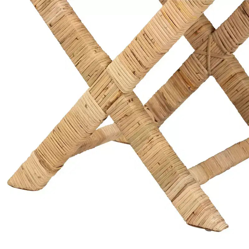 Tabouret d'appoint en rotin brun naturel et acajou – 1 personne