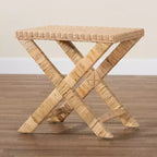 Tabouret d'appoint en rotin brun naturel et acajou – 1 personne