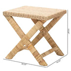 Tabouret d'appoint en rotin brun naturel et acajou – 1 personne