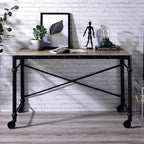 Bureau de 47" en chêne rustique et noir, 1 personne
