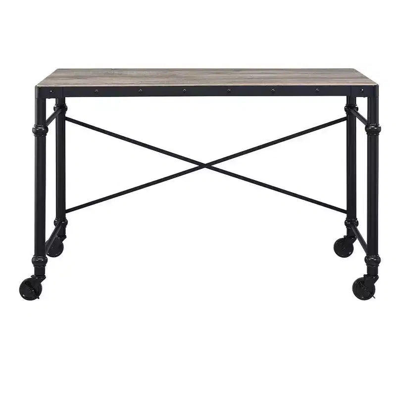 Bureau de 47" en chêne rustique et noir, 1 personne