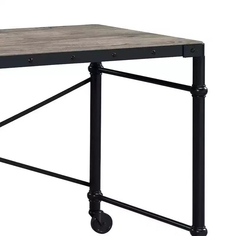 Bureau de 47" en chêne rustique et noir, 1 personne