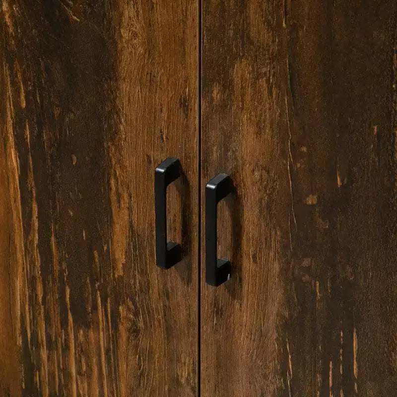 Bahut industriel marron rustique à 4 portes avec étagères réglables