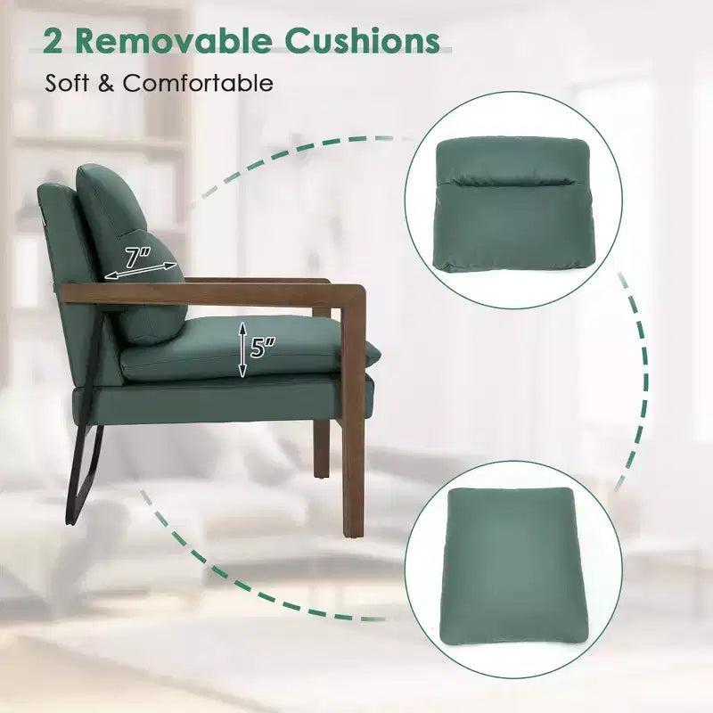 Fauteuil d'appoint en tissu bleu / vert / jaune, une place