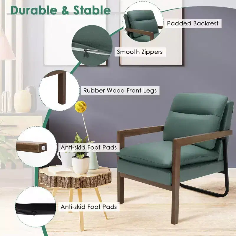 Fauteuil d'appoint en tissu bleu / vert / jaune, une place